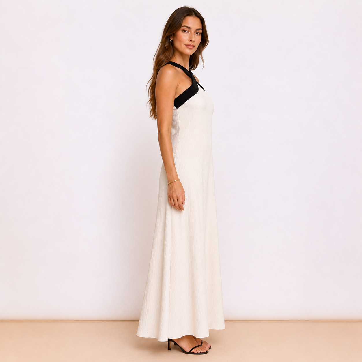 [MIXMUSE.NOHO] Vestito Con Spalline Incrociate A Contrasto