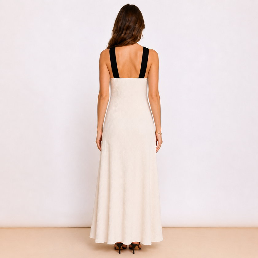 [MIXMUSE.NOHO] Vestito Con Spalline Incrociate A Contrasto