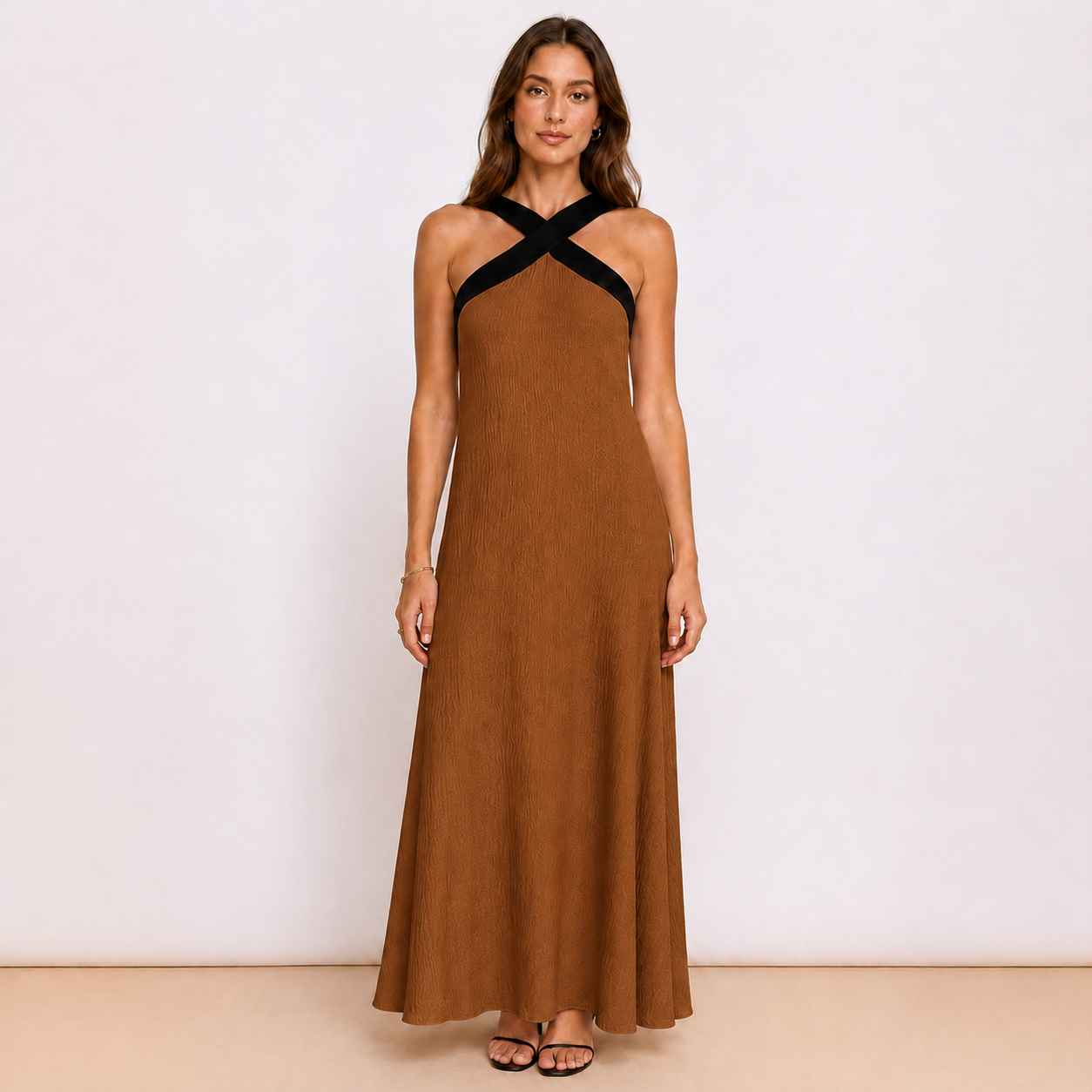 [MIXMUSE.NOHO] Vestito Con Spalline Incrociate A Contrasto