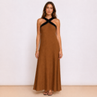 [MIXMUSE.NOHO] Vestito Con Spalline Incrociate A Contrasto