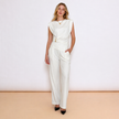 [MIXMUSE.NOHO] Completo Due Pezzi Con Top Asimmettrico Drappeggiato E Pantalone Morbido