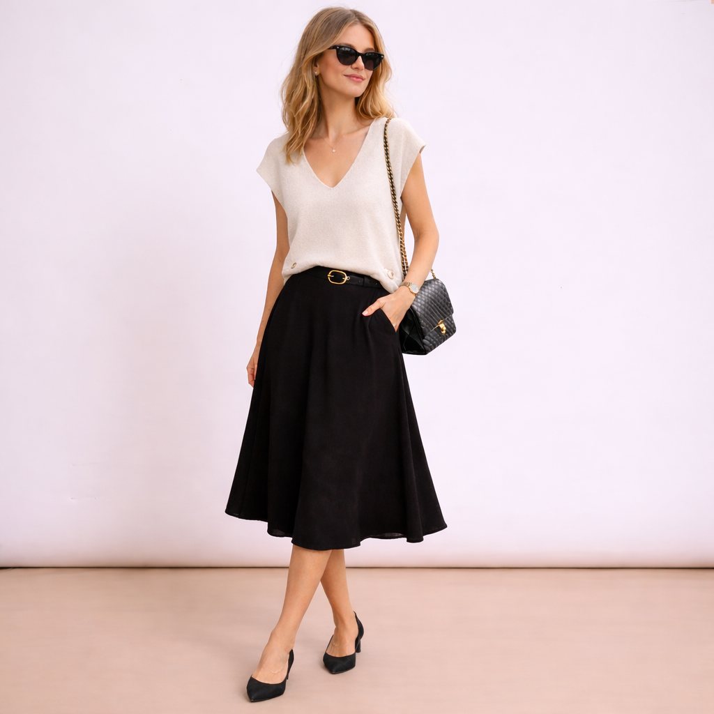 [MIXMUSE] Smanicato In Maglia Con Scollo a V e Bottoni Laterali