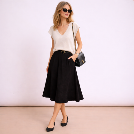 [MIXMUSE] Smanicato In Maglia Con Scollo a V e Bottoni Laterali