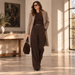 [MIXMUSE.NOHO] Pantalone A Zampa Con Effetto Scamosciato E Cintura