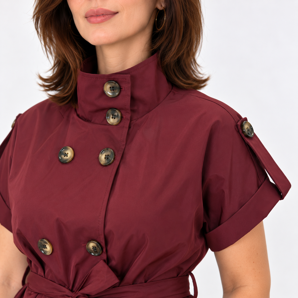 [MIXMUSE.COUTURE] Trench A Maniche Corte Con Cintura E Bottoni