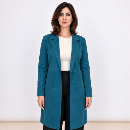 [MIXMUSE.COUTURE] Blazer Lungo Effetto Scamosciato Con Tasche