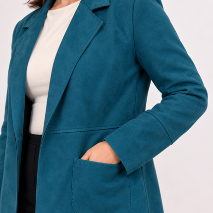 [MIXMUSE.COUTURE] Blazer Lungo Effetto Scamosciato Con Tasche