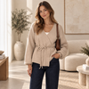 [MIXMUSE.SOUL] Cardigan Incrociato Con Cintura E Maniche Lunghe