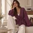 [MIXMUSE.SOUL] Cardigan Incrociato Con Cintura E Maniche Lunghe