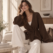 [MIXMUSE.SOUL] Cardigan Incrociato Con Cintura E Maniche Lunghe