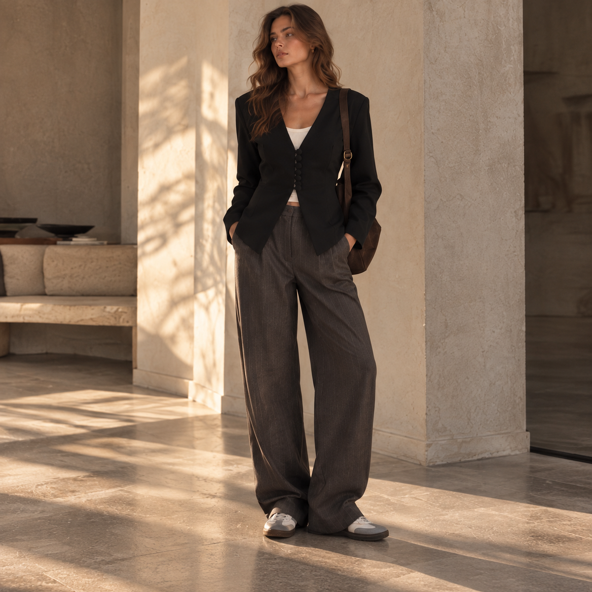 [MIXMUSE.SOUL] Giacca Blazer Sagomata Con Bottoni Rivestiti