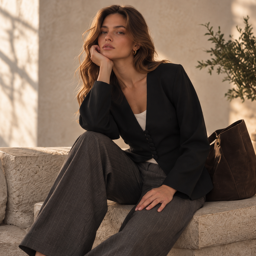 [MIXMUSE.SOUL] Giacca Blazer Sagomata Con Bottoni Rivestiti