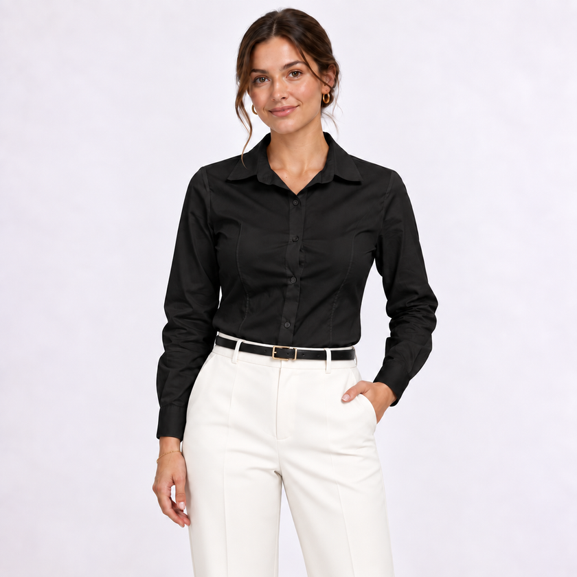[MIXMUSE] Camicia Basic A Maniche Lunghe Con Colletto Classico