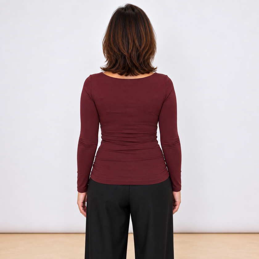 [MIXMUSE.COUTURE] Maglia Basic A Manica Lunga Con Scollo