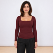 [MIXMUSE.COUTURE] Maglia Basic A Manica Lunga Con Scollo