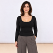 [MIXMUSE.COUTURE] Maglia Basic A Manica Lunga Con Scollo