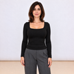 [MIXMUSE.COUTURE] Maglia Basic A Manica Lunga Con Scollo