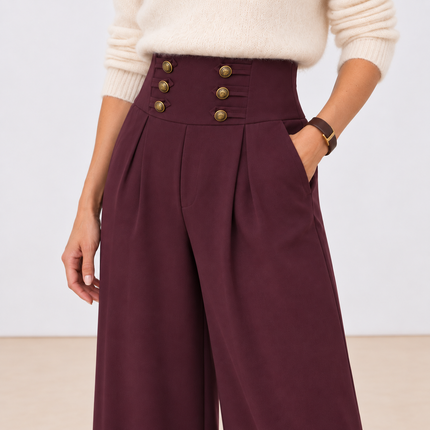[MIXMUSE.NOHO] Pantalone Palazzo Con Fascia Alta E Alamari
