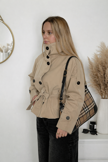 [MIXMUSE.SOUL] Naomi, Giubbotto Trench Collo A Imbuto