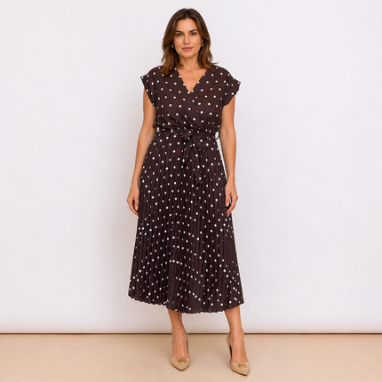 [MIXMUSE.COUTURE] Cannes, Vestito Incrociato Plissettato A Pois