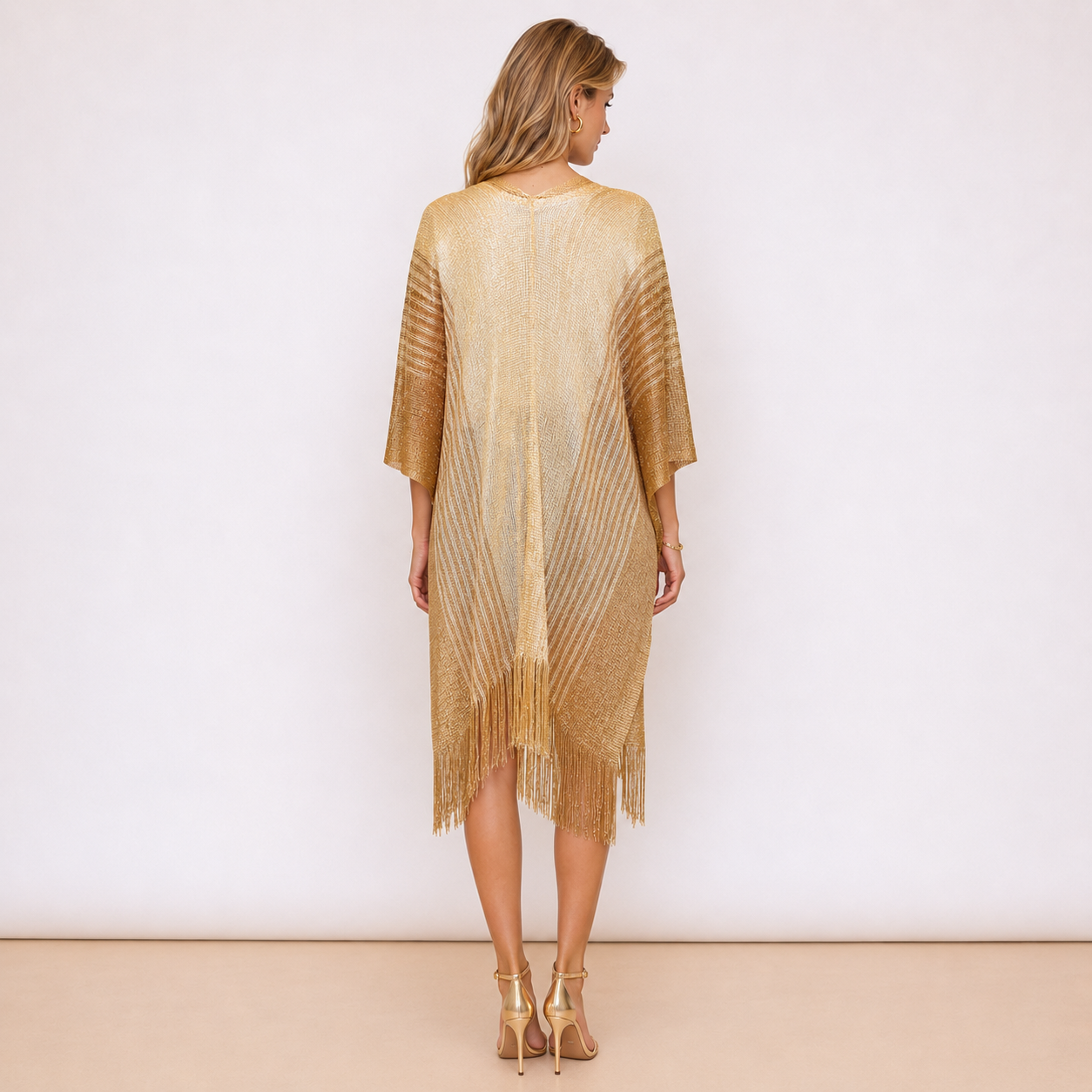 [MIXMUSE] Kimono Lurex Con Frange