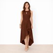 [MIXMUSE.NOHO] Vestito Lungo Con Drappeggio Laterale E Taglio Asimmetrico