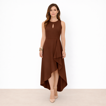 [MIXMUSE.NOHO] Vestito Lungo Con Drappeggio Laterale E Taglio Asimmetrico