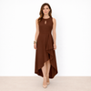 [MIXMUSE.NOHO] Vestito Lungo Con Drappeggio Laterale E Taglio Asimmetrico