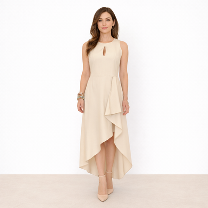 [MIXMUSE.NOHO] Vestito Lungo Con Drappeggio Laterale E Taglio Asimmetrico