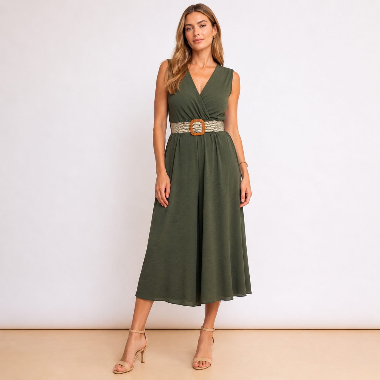 [MIXMUSE.COUTURE] Tuta Lunga Con Scollo Incrociato E Cintura