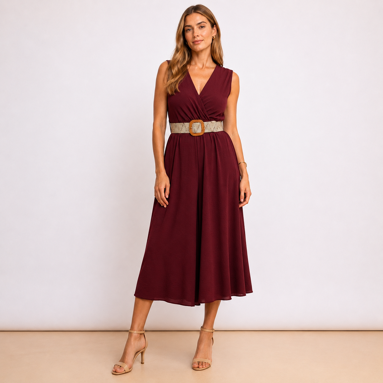 [MIXMUSE.COUTURE] Tuta Lunga Con Scollo Incrociato E Cintura