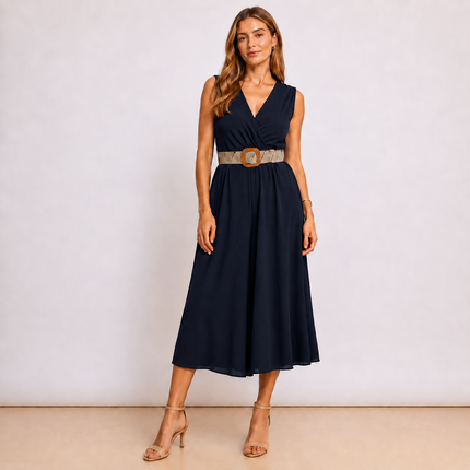 [MIXMUSE.COUTURE] Tuta Lunga Con Scollo Incrociato E Cintura