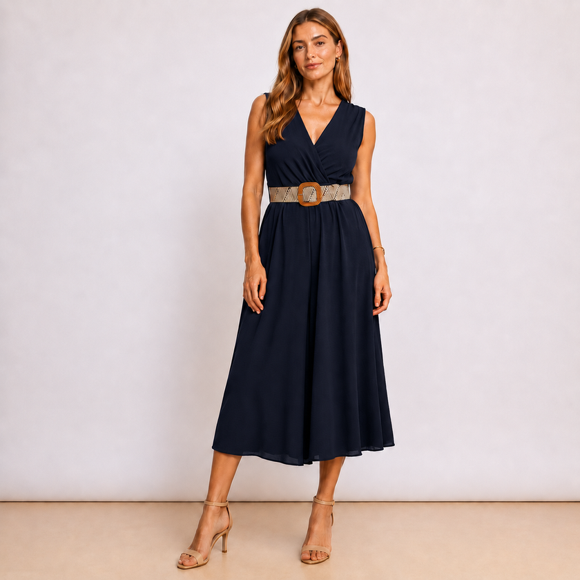 [MIXMUSE.COUTURE] Tuta Lunga Con Scollo Incrociato E Cintura
