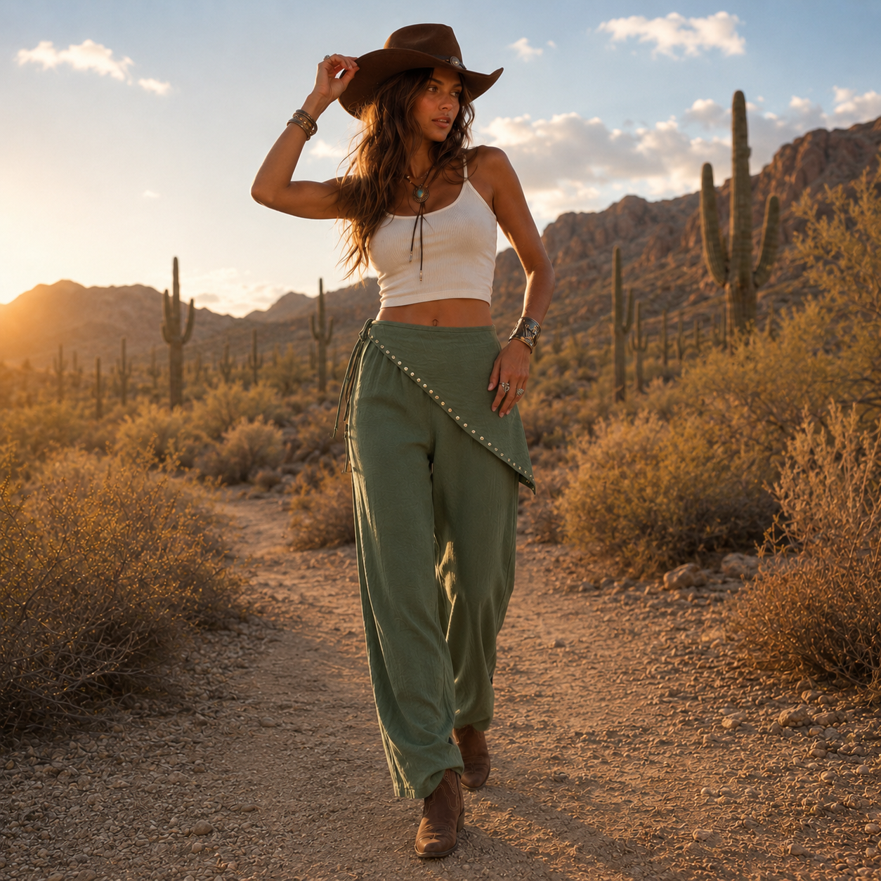 [MIXMUSE] Pantalone Con Foulard Rimovibile
