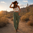 [MIXMUSE] Pantalone Con Foulard Rimovibile