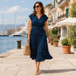 [MIXMUSE.COUTURE] Cannes, Vestito Incrociato Plissettato A Pois