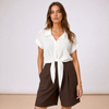 [MIXMUSE.COUTURE] Bora Bora, Camicia Annodata A Maniche Corte