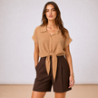 [MIXMUSE.COUTURE] Bora Bora, Camicia Annodata A Maniche Corte