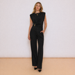 [MIXMUSE.NOHO] Completo Due Pezzi Con Top Asimmettrico Drappeggiato E Pantalone Morbido
