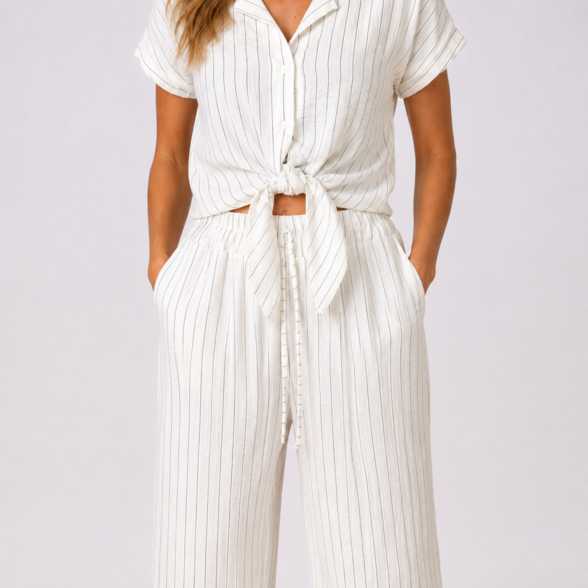 [MIXMUSE.COUTURE] City Chic, Coordinato Gessato Con Pantaloni E Camicia