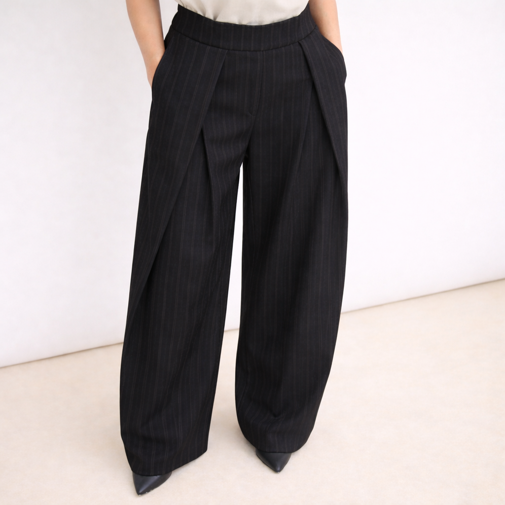[MIXMUSE.NOHO] Eva, Pantaloni Barrel Con Pence Frontali