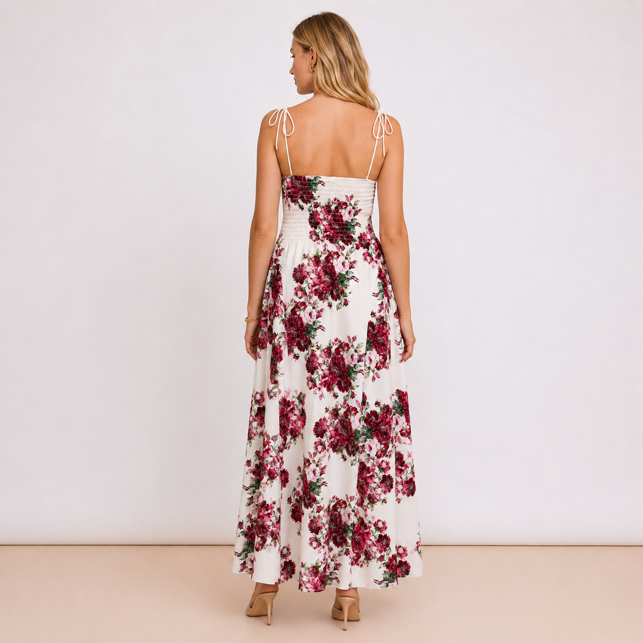 [MIXMUSE.COUTURE] Vestito Lungo Floreale Con Coppe Strutturate