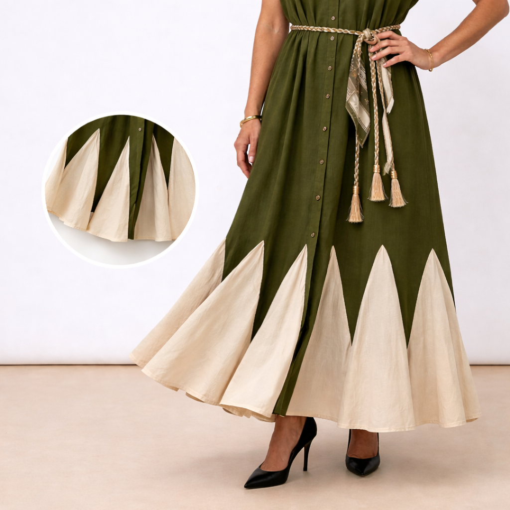 [MIXMUSE.NOHO] Vestito Chemisier in Lino Con Cintura In Corda