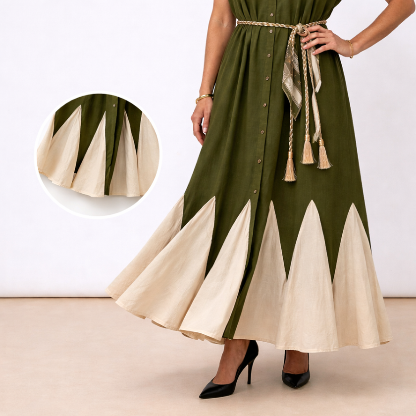 [MIXMUSE.NOHO] Vestito Chemisier in Lino Con Cintura In Corda