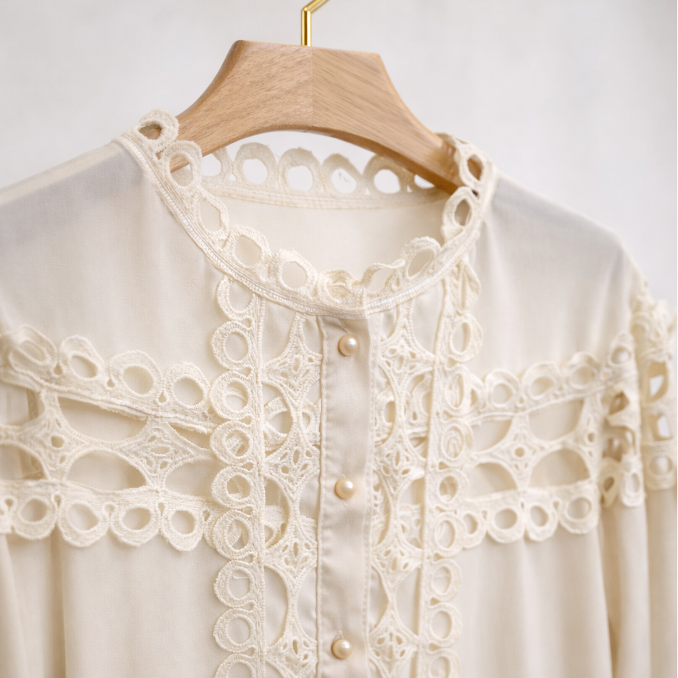[MIXMUSE.NOHO] Abito Camicia In Sangallo Boemiano
