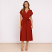 [MIXMUSE.COUTURE] Vestito Con Scollo A V, Bottoni e Cintura In Vita