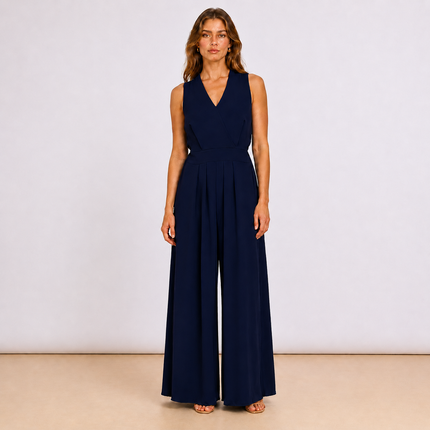 [MIXMUSE.COUTURE] Jumpsuit Couture, Tuta Lunga Fluida Con Scollo A V