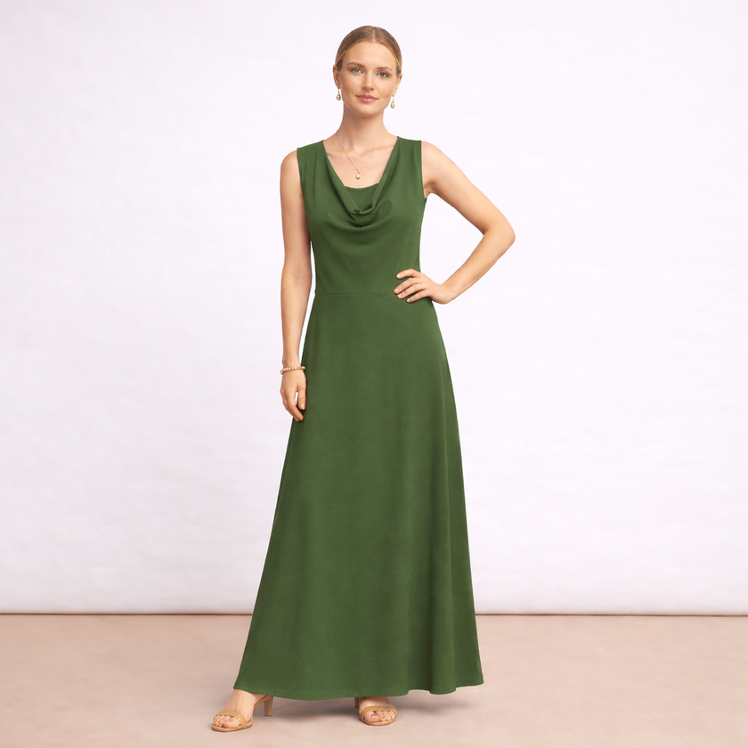 [MIXMUSE] Abito Con Scollo Morbido Drappeggiato