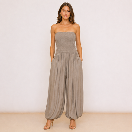 [MIXMUSE.NOHO] Nuvola, Tuta Pantalone A Fascia Con Corpetto Arricciato