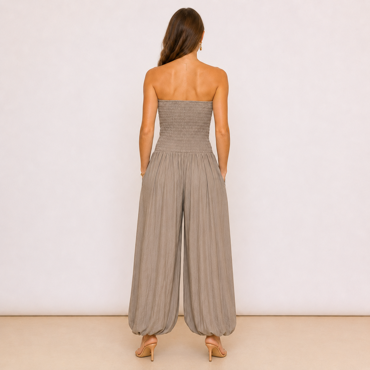 [MIXMUSE.NOHO] Tuta Pantalone A Fascia Con Corpetto Arricciato